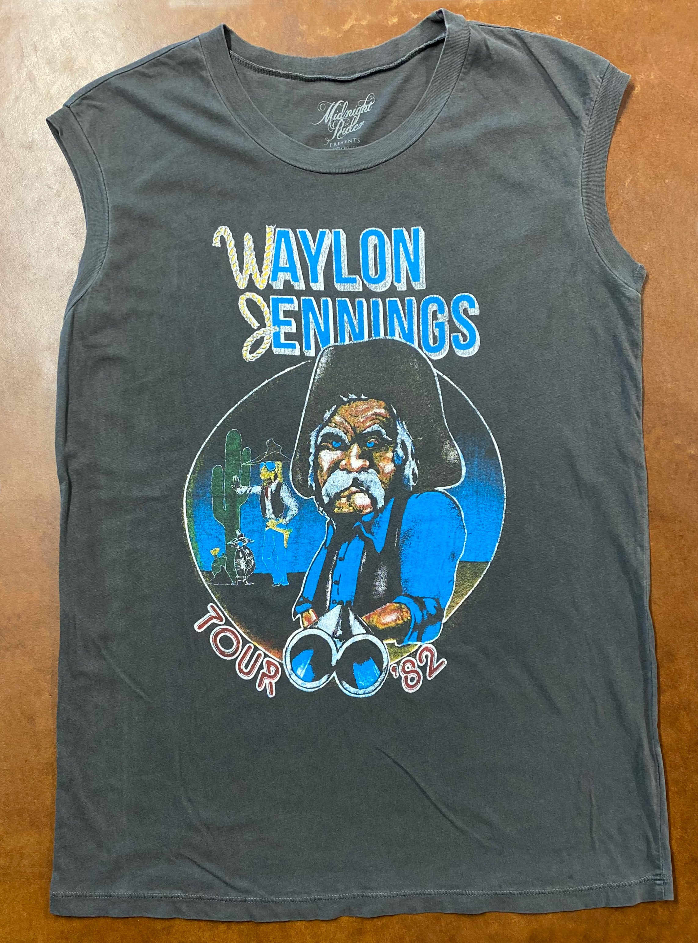 Waylon Jennings on Tour 82 Muscle Tee