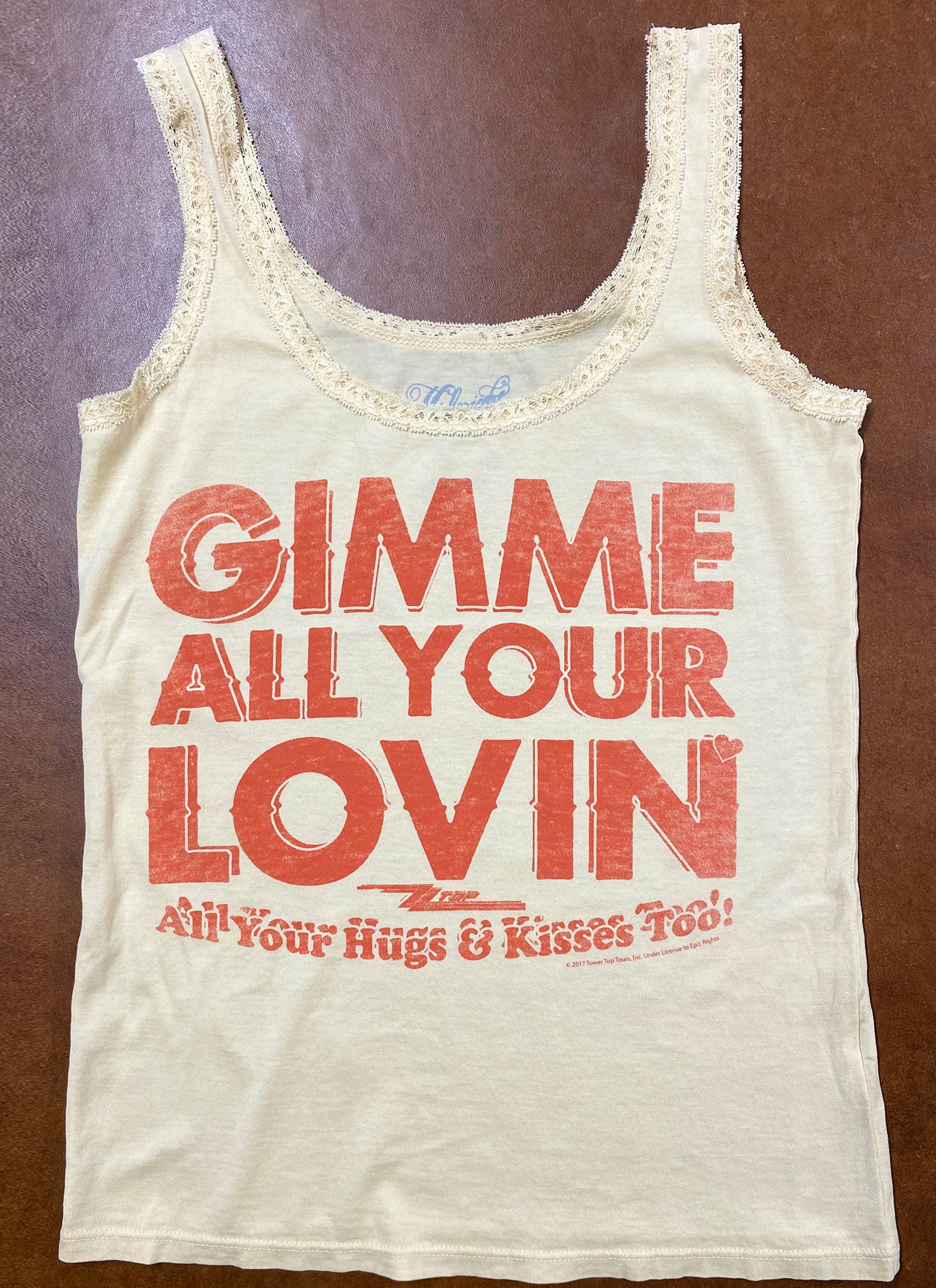 ZZ Top Gimme All Your Lovin' Lace Tank - Summer Melon