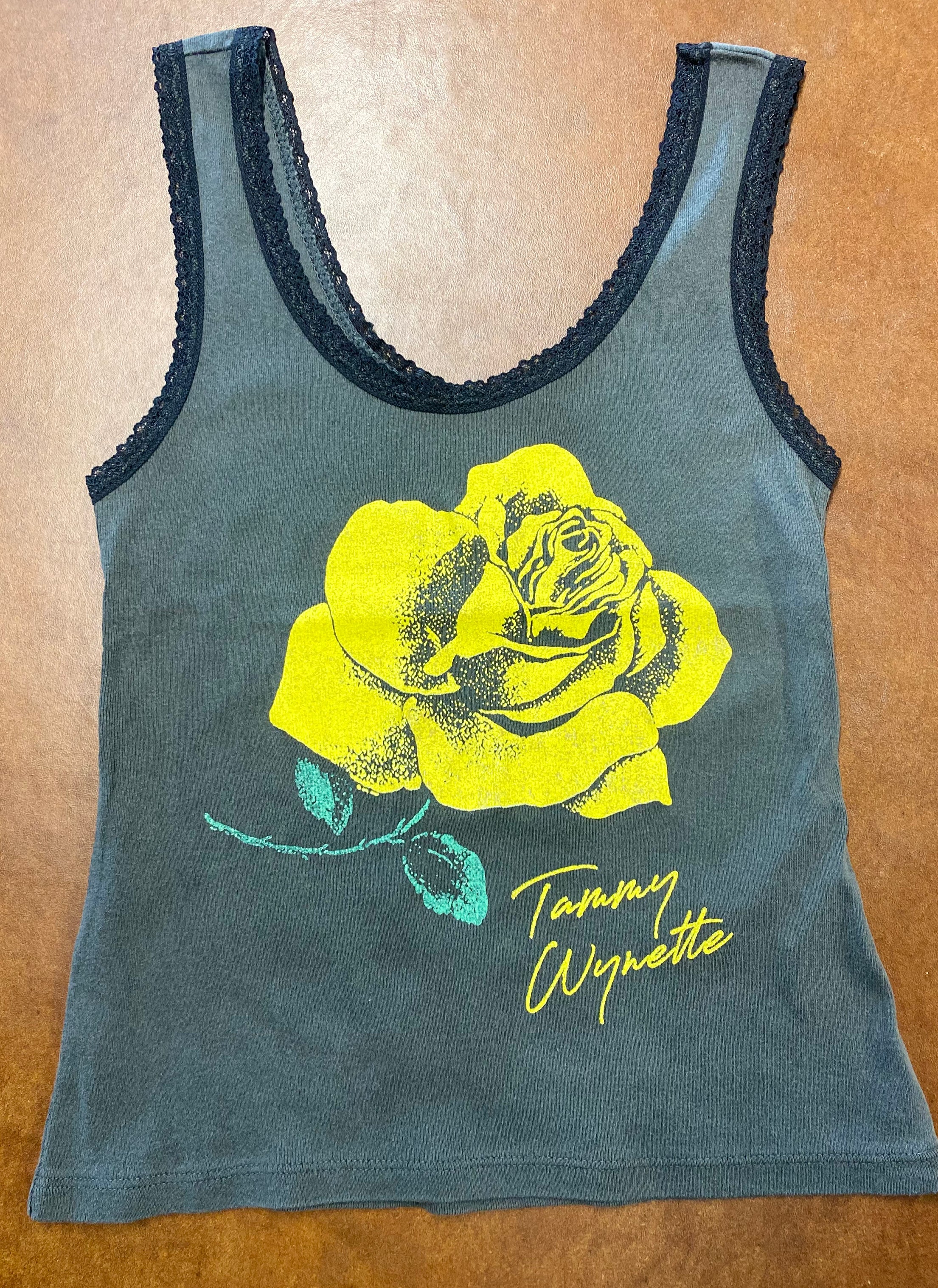 Tammy Wynette Yellow Rose Lace Tank